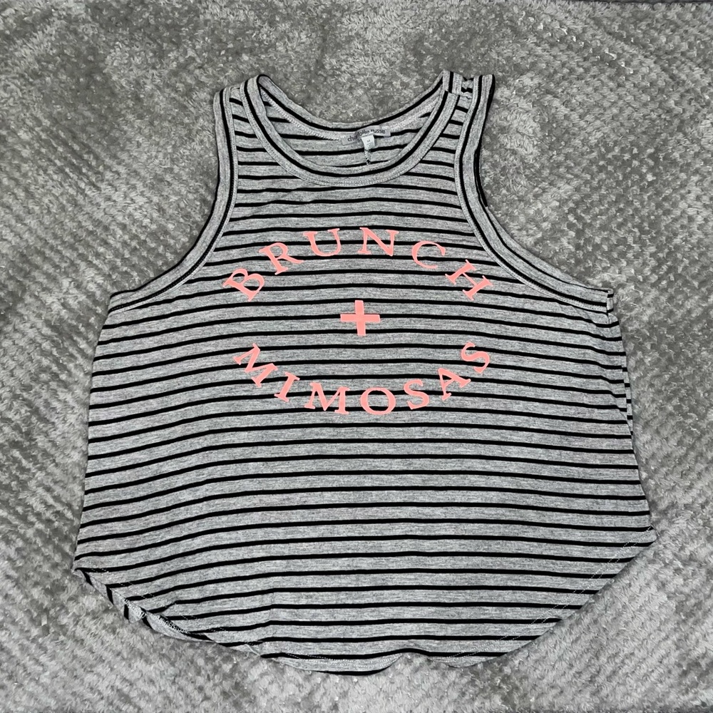 BRUNCH + MIMOSAS Striped Tank Top